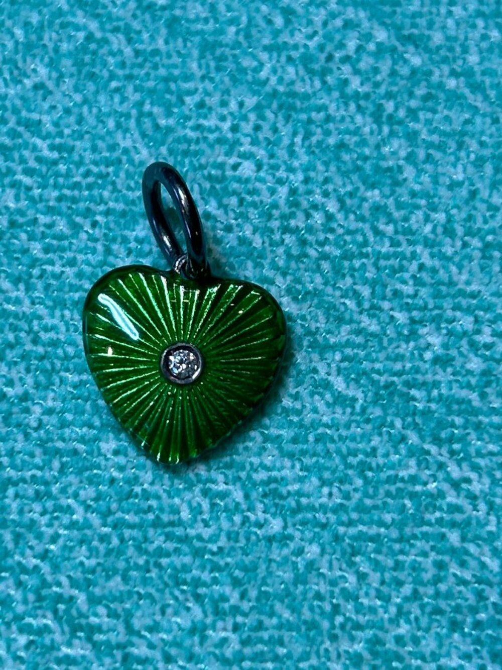 Authentic Bottega Veneta Crystal & Enamel Heart Pendant